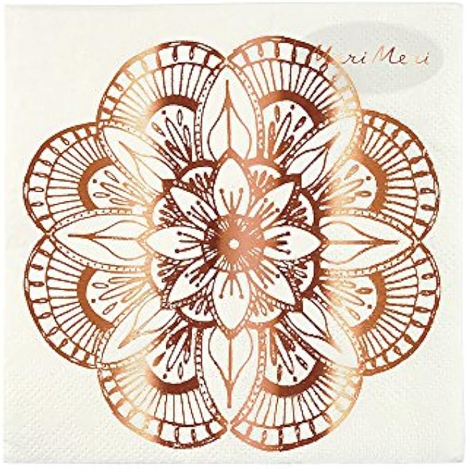 MANDALA PATTERN SMALL NAPKINSROSE GOLD FOIL PARTY PAPER NAPKINS, WEDDING, BABY SHOWER & CELEBRATION TABLE DCOR, PACK OF 16 - Image 3